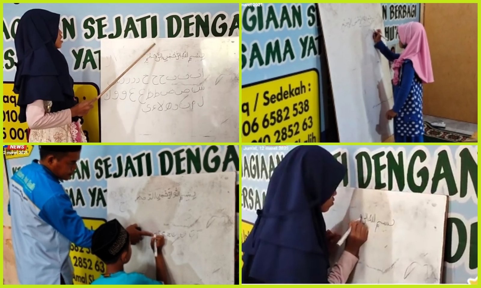 BELAJAR MENULIS DAN MEMBACA HURUF HIJAIYAH DI DEPAN KELAS,12 MARET 2021
